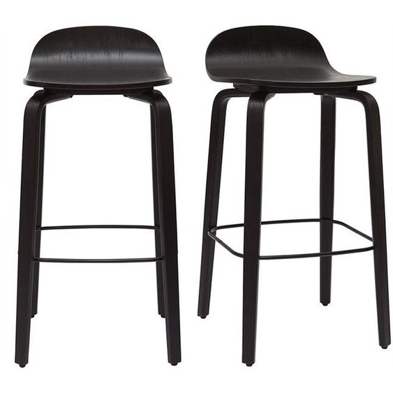 Tabourets de bar vintage bois noir H68 cm (lot de 2) OBRA