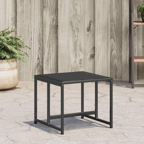 Tabourets de jardin 4 pcs noir acier et textilène