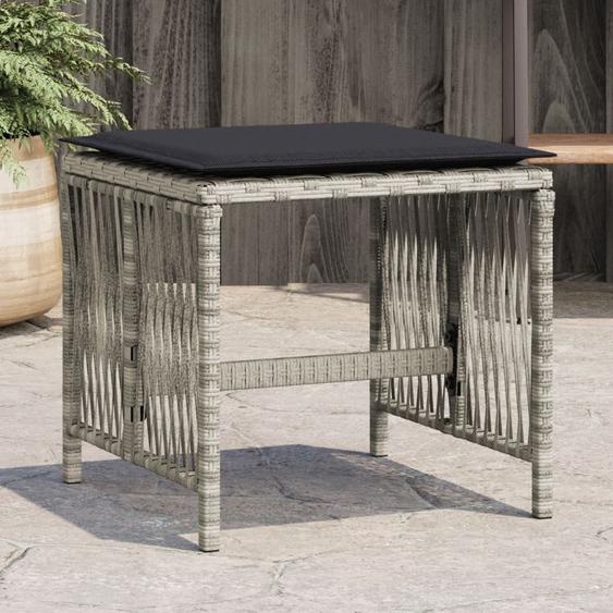 Tabourets de jardin et coussins lot de 4 gris clair 41x41x36 cm