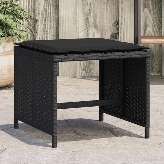 Tabourets de jardin et coussins lot de 4 noir 41x41x36 cm rotin