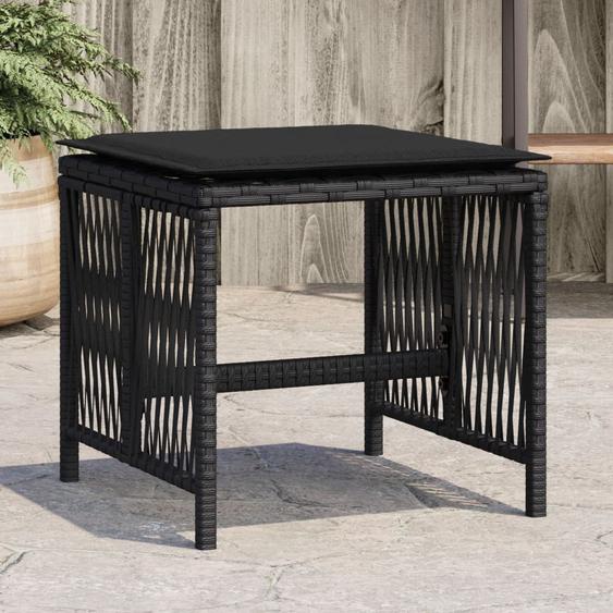 Tabourets de jardin et coussins lot de 4 noir 41x41x36 cm rotin