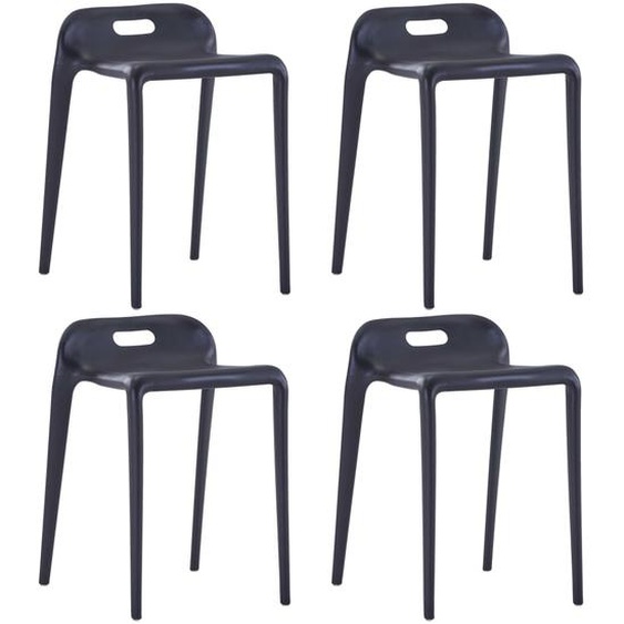 Tabourets empilables lot de 4 noir plastique