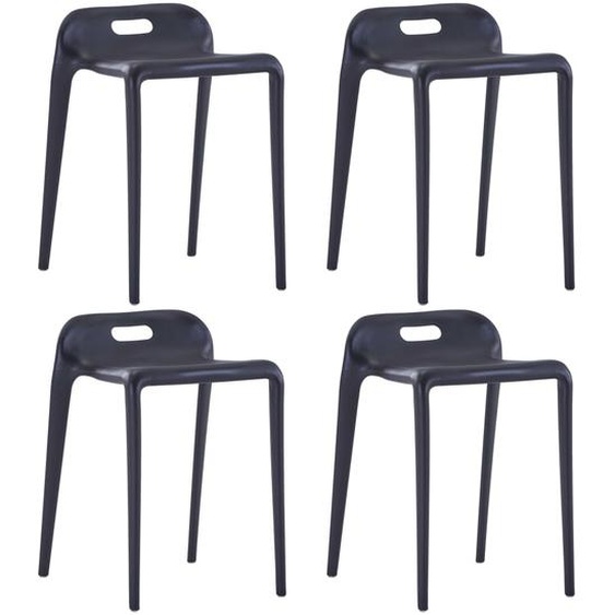 Tabourets empilables lot de 4 noir plastique