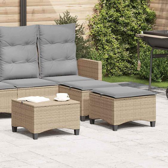 Tabourets jardin coussins 2 pcs beige 55x55x36cm résine tressée