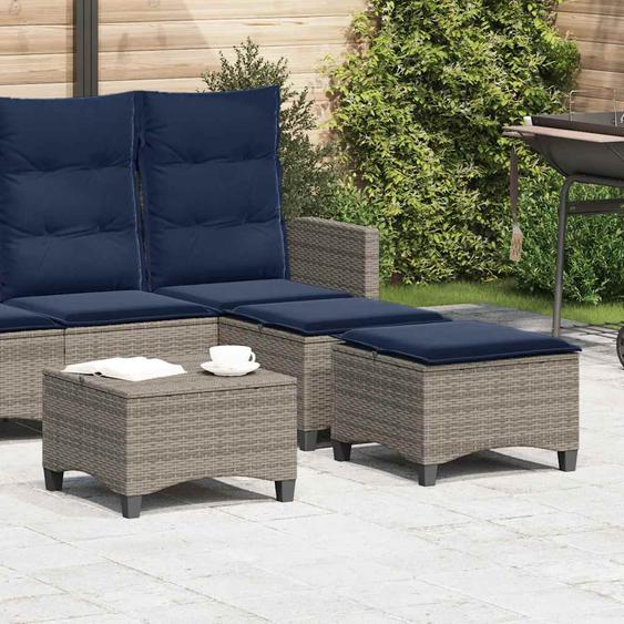 Tabourets jardin coussins 2 pcs gris 55x55x36 cm résine tressée