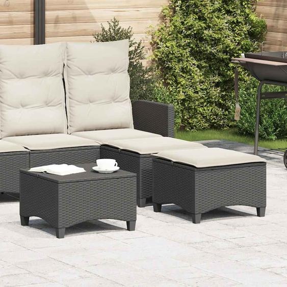 Tabourets jardin coussins 2 pcs noir 55x55x36 cm résine tressée