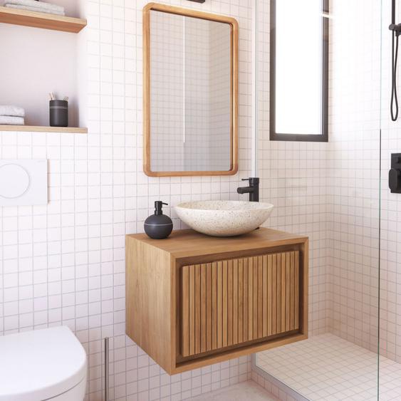 Taciana - Meuble de salle de bain 1 porte en bois L60cm - Couleur - Bois clair
