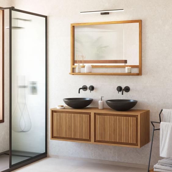 Taciana - Miroir avec rebords en bois 100x70cm - Couleur - Bois clair