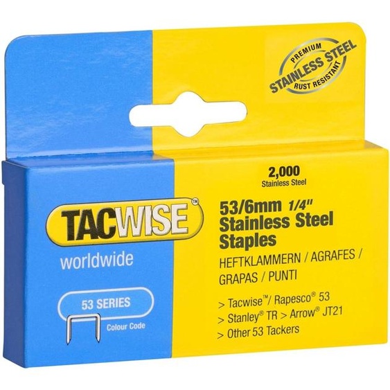 TACWISE 1268 Agrafes 53/6 mm acier inoxydable 2.000 pièces