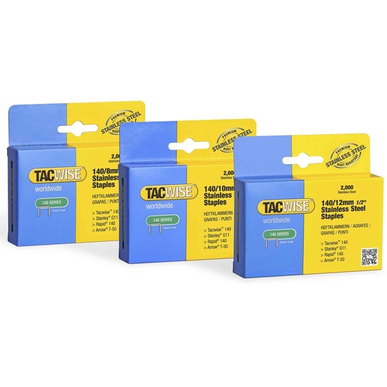 Tacwise 1308, lot comprenant 6000 agrafes en acier inoxydable de type 140/8-12 mm