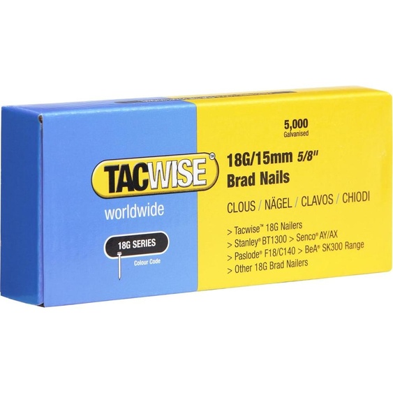 TACWISE Clous à tige 18G/15 mm galvanisés 5.000 pièces