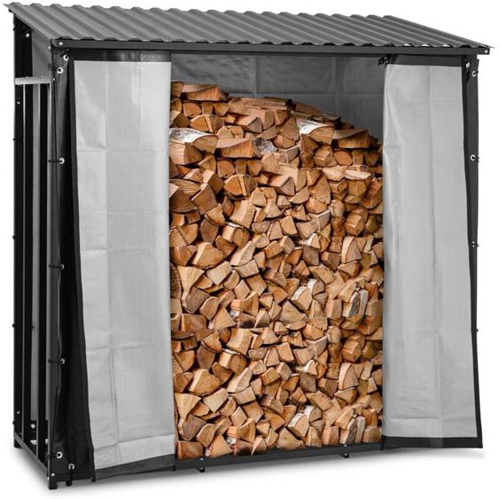 Hillvert - tagère de bois de chauffage - avec bâche et toit - 800 kg - 190 x 186 x 70 cm - noir
