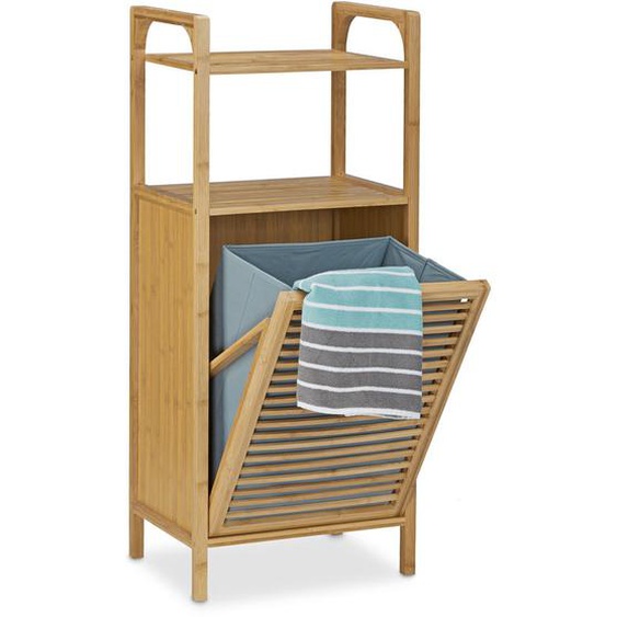 Tagère de salle de bain panier à linge bambou 25 litres HxlxP: 95 x 40 x 30 cm, nature - Relaxdays