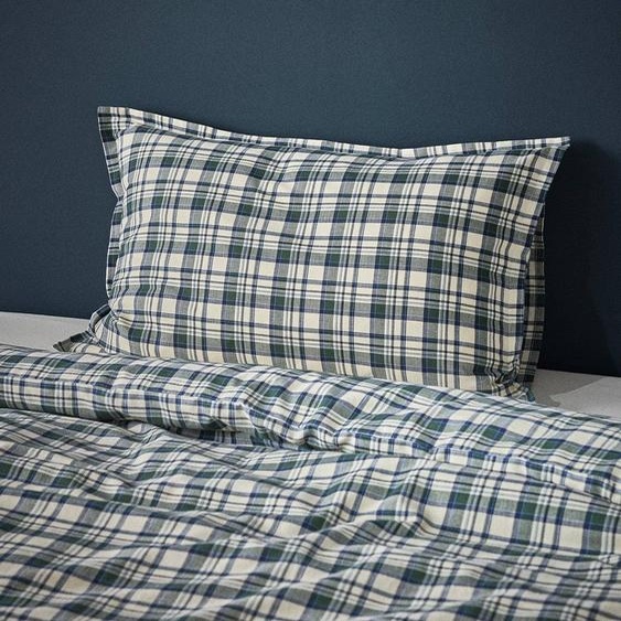 Taie Doreiller Coton Doux andréa Carreaux Bleu/vert