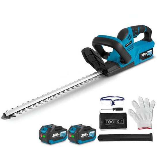 Taille-haies électrique 18V,longueur de coupe 51cm, pas de la lame 1.5 cm - Avec deux batteries et un chargeur