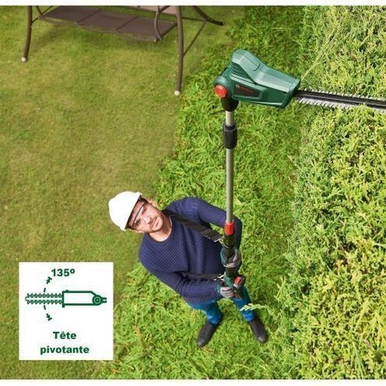 Taille-Haies sans fil télescopique Bosch - UniversalHedgePole 18 (1 Batterie 18 V 2,5 Ah, Chargeur, Longueur de lame 43 cm)