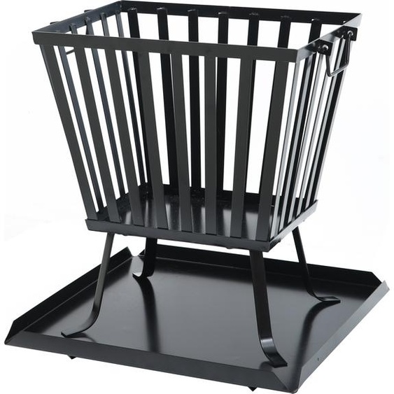 TAINO Corbeille à feu carrée avec pare-étincelles, jardin, extérieur, acier noir