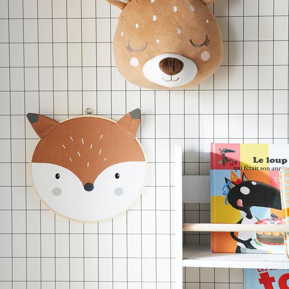 Tambour brodé Renard marron