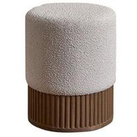 TANE  Pouf en mindi massif et tissu bouclette 38 cm
