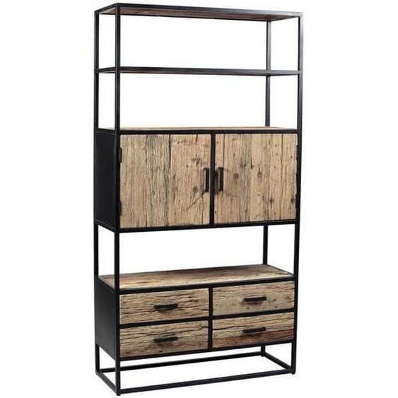 Vaisselier - ALTOBUY - Tanetoa - 2 Portes - 4 Tiroirs - Teck Recyclé - Style Industriel
