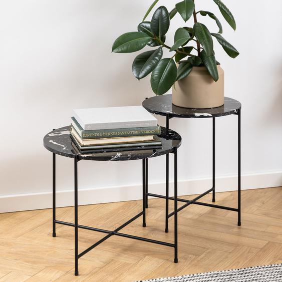 Tangara - Table dappoint ronde en marbre ø42cm - Couleur - Noir