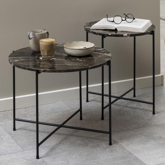 Tangara - Table dappoint ronde en marbre ø52cm - Couleur - Marron