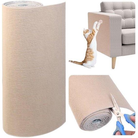 Tapis à griffer de couleur kaki, 40 x 200 cm, autocollant, protection anti-griffures pour chats, à poser soi-même, protège les meubles et le canapé