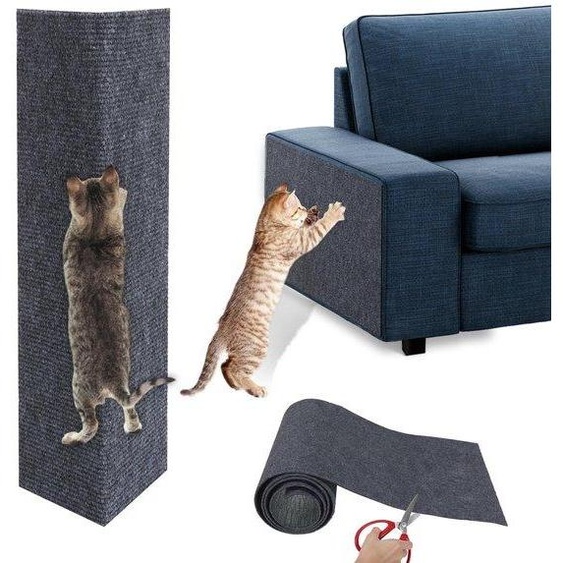 Tapis à griffer pour chat, 40 x 200 cm, autocollant, gris foncé, protection pour canapés