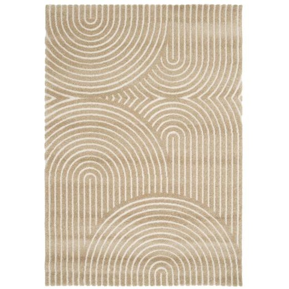 Tapis À Relief Doux Et Élégant Groove Biscuit