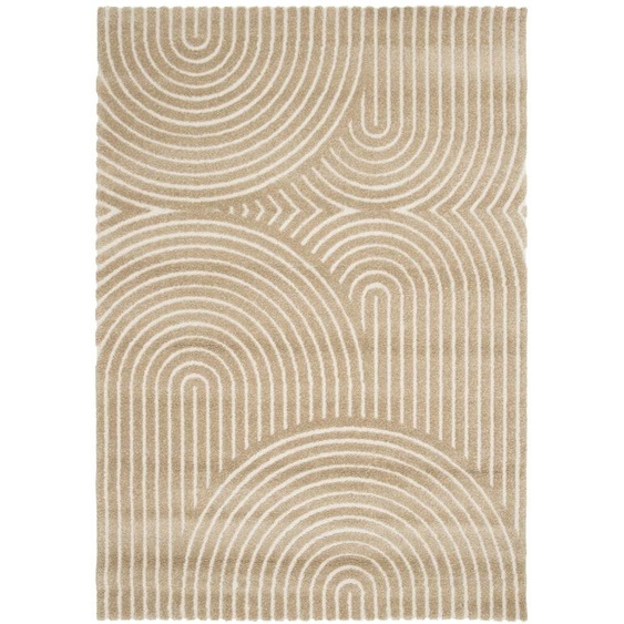 Tapis À Relief Doux Et Élégant Groove Brun Naturel