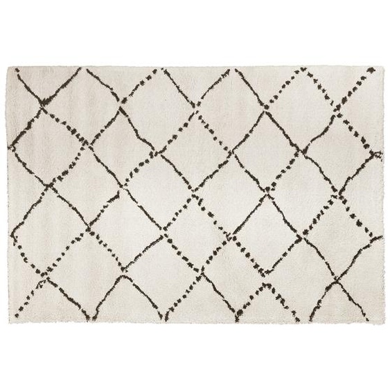 Tapis berbère BERAN blanc avec motifs noirs - 160x230 cm