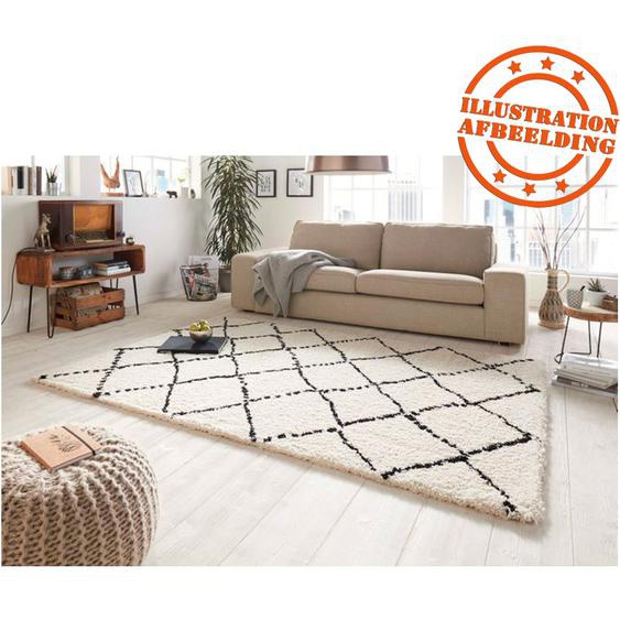 Tapis berbère BERAN blanc avec motifs noirs - 200x290 cm
