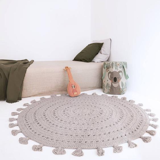 Tapis Chambre Enfant Coton Crochet Nila Gris