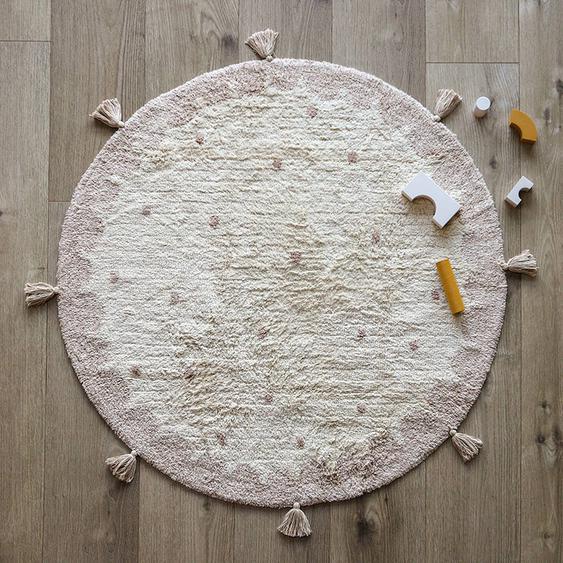 Tapis Chambre Enfant Coton Lavable À Pois Mallen Blanc
