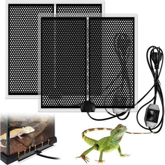 Tapis chauffant pour reptiles, 14 watts, 28 x 28 cm, aquarium en verre, régulation de la température, pour tortues, serpents et lézards.