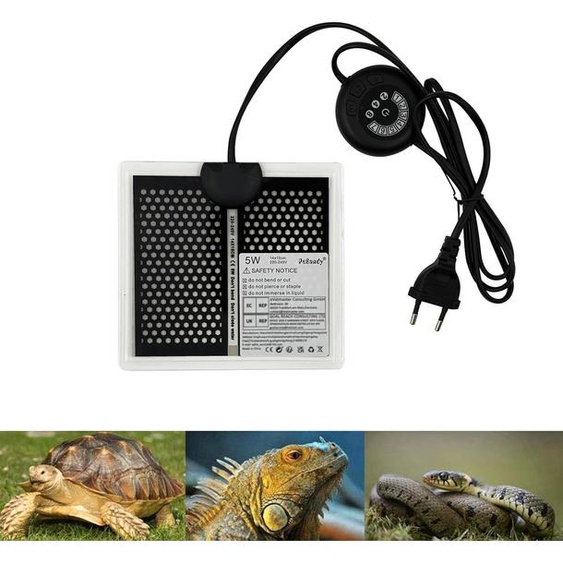 Tapis chauffant pour reptiles, 15x14 cm, 7 niveaux de température, pour terrarium