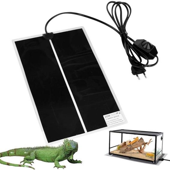 Tapis chauffant pour reptiles, 20W, tapis chauffant pour terrarium, 42x28 cm, pour reptiles, tortues, serpents, lézards