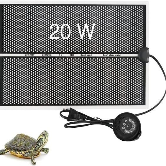 Tapis chauffant pour reptiles, dimensions 42 x 28 cm, 20 W, contrôle de la température à 7 niveaux, pour terrarium