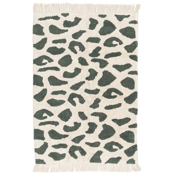 Tapis Coton Imprimé Léopard Vert Leo Vert