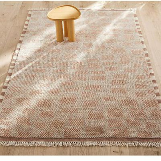 Tapis damier noué main, laine et coton, Dalmia
