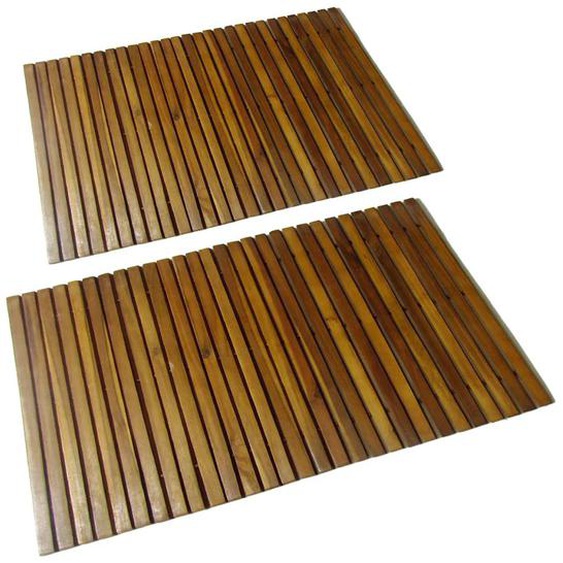 Tapis de bain 2 pcs Acacia 80x50 cm