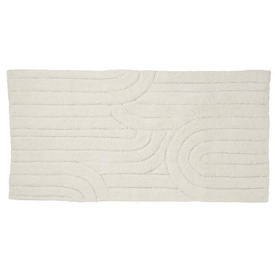 Tapis de bain 60x120cm en coton tufté à motifs ivoire Rétro