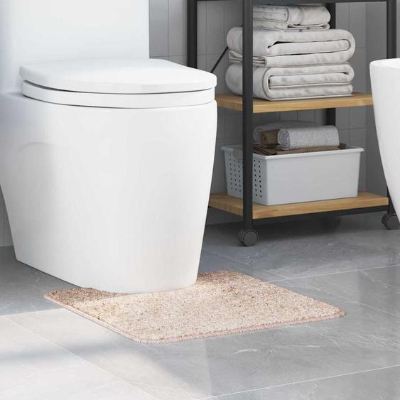 Tapis de bain antidérapant avec découpe pour toilette Crème