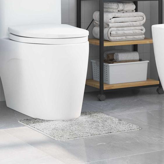 Tapis de bain antidérapant avec découpe pour toilette Gris