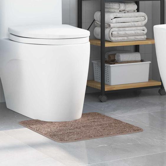 Tapis de bain antidérapant avec découpe pour toilette Marron
