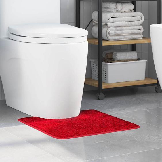 Tapis de bain antidérapant avec découpe pour toilette Rouge