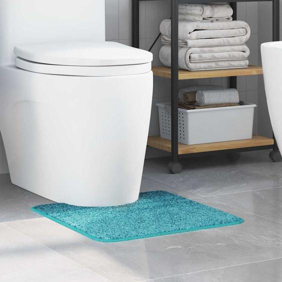 Tapis de bain antidérapant avec découpe pour toilette Turquoise