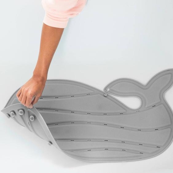 Tapis de bain baleine Moby gris