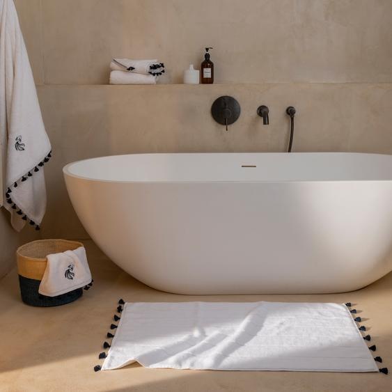 Tapis de bain coton et viscose de bambou Demi Lune blanc