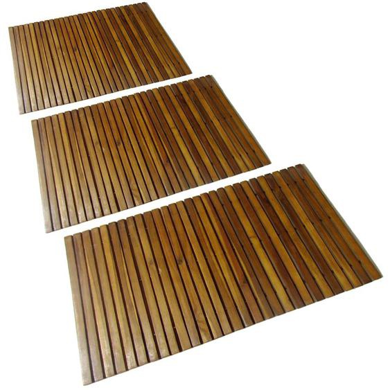 Tapis de bain en acacia 3 pcs